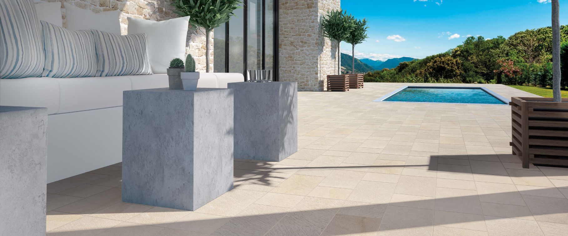 Gravel-effect garden tiles - 50x50 cm